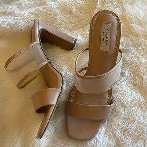 Steven New York Jessi Mesh Chunky Heel Sandal nude 8.5